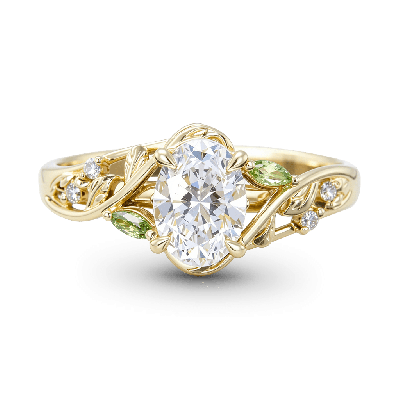 Leafy Oval-Cut Ring
