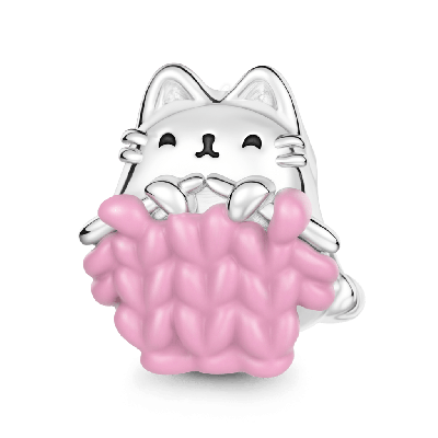 Cat Knitting a Sweater Charm