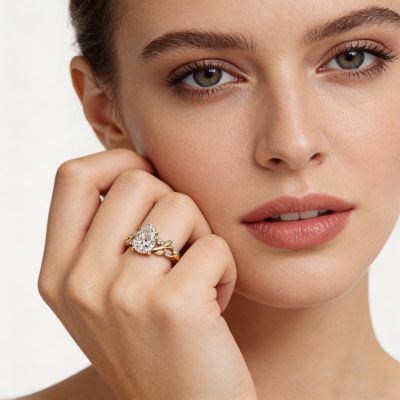 Leaf Pear-cut Engagement Ring