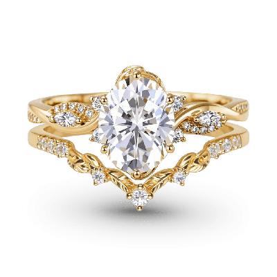 Oval-Cut Engagement Ring Set