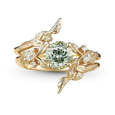 Round-Cut Engagement Ring Set