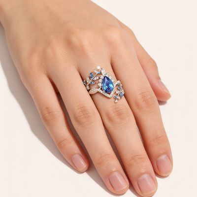 Pear-Cut Engagement Ring Set
