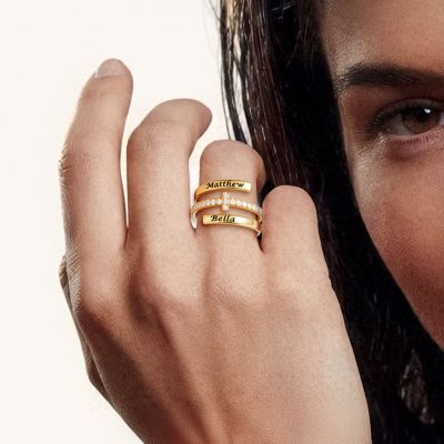 Engraving Names Cross Ring
