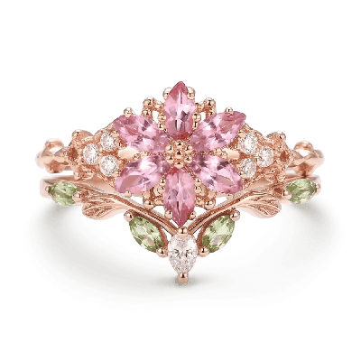 Flower Pink Ring Set