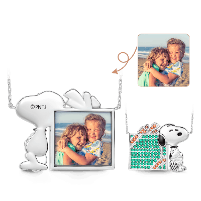 Snoopy Gift Box Personalized Memorial Photo Necklace