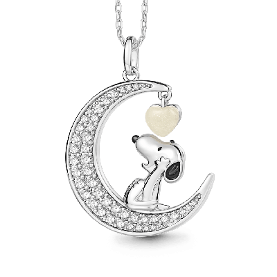 Snoopy Moon Glowing Heart Necklace