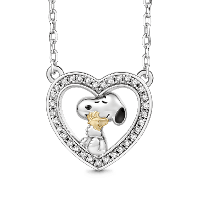 Snoopy Embrace Woodstock Heart Necklace