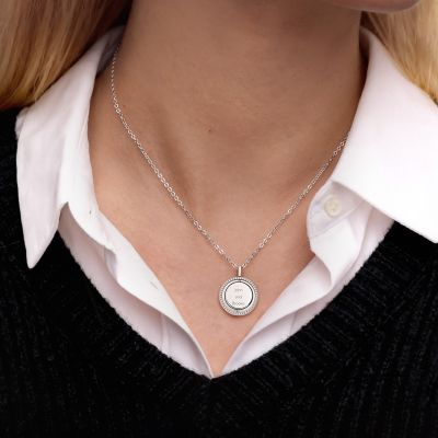 Engravable Round Pendant Necklace