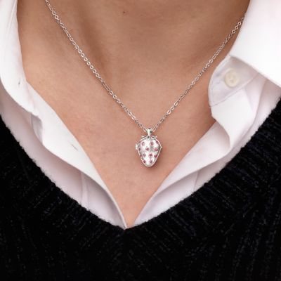 Strawberry Photo Locket Necklace
