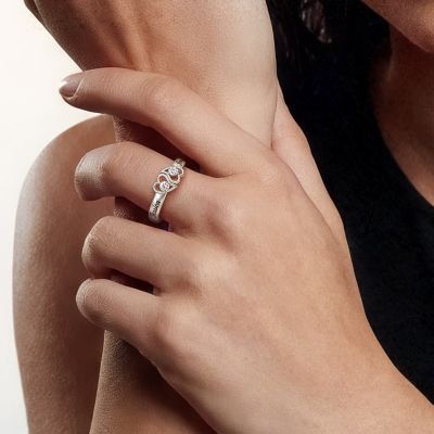 Two Hearts Birthstone Ring