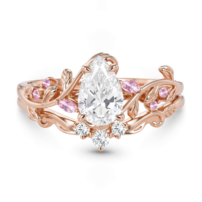 Leaf Pear-Cut Ring Set