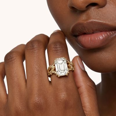 Leaf  Emerald-Cut Ring