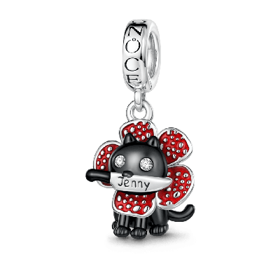 Cannibal Flower Black Cat Charm