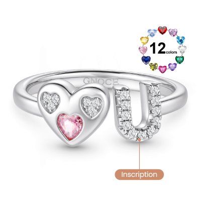 Customized Initial Birthstone Ring