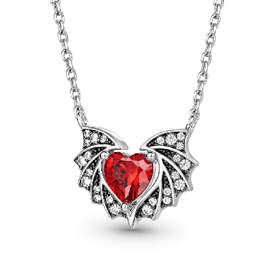 Bat Wings & Heart Necklace