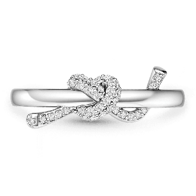 Sparkling Heart Knot Ring