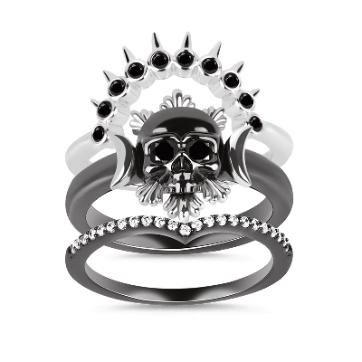 Black Skull Stackable Ring
