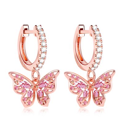 Butterfly Dangle Hoop Earrings